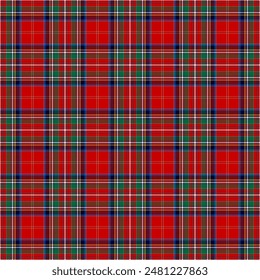 Tartan plaid pattern. Seamless check plaid in blue, red, and yellow for flannel shirt, bag, underwear, pyjamas, or other modern textile print,EPS 10.