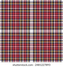 Tartan plaid pattern. Seamless check plaid in blue, red, and yellow for flannel shirt, bag, underwear, pyjamas, or other modern textile print,EPS 10.