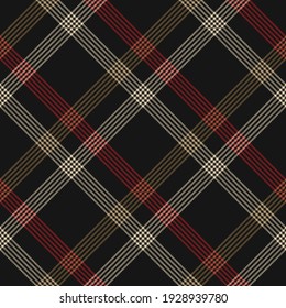 Tartan plaid pattern seamless design in black, gold brown, red, beige. Houndstooth textured seamless check plaid graphic background for scarf, duvet, skirt, other trendy autumn winter textile print.