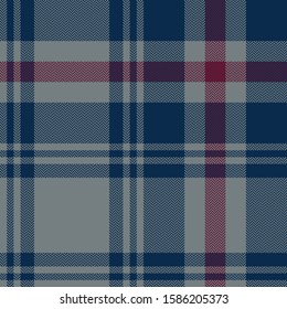 Tartan plaid pattern. Seamless herringbone tartan check plaid in dark blue, bordo red, and grey for scarf, flannel shirt, blanket, duvet cover, or other modern autumn winter fabric design.