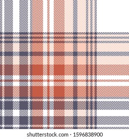 Tartan plaid pattern. Seamless multicolored herringbone check plaid in purple, red, pink, and white for scarf, blanket, throw, bed sheet, duvet cover, or other spring, winter, autumn fabric design.