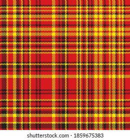Tartan plaid pattern seamless in red. Print fabric texture. Check vector background.