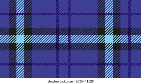 Tartan plaid pattern seamless vector background. Multicoloured dark check plaid in blue colours for flannel shirt, blanket, throw, or other modern textile design.