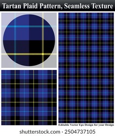 
Tartan, kariertes Muster, Nahtlose Vektorgrafik, Nahtlose Plaid, Texturierte nahtlose Tartan-Plaid, Texturierte Tartan-Plaid, Nahtloses Vektormuster, Stoffmuster, Vektortextur, Blaues schwarzes Tuch.