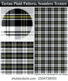 
Tartan, plaid pattern, Seamless vector illustration, Seamless plaid, Textured seamless tartan plaid, Textured tartan plaid, Seamless vector pattern, Cloth Pattern Vector Texture, Black white Cloth.