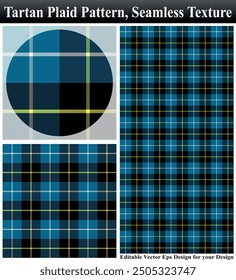 Tartan, plaid pattern, Seamless vector illustration, Seamless plaid, Textured seamless tartan plaid, Textured tartan plaid, Seamless vector pattern, Cloth Pattern Vector Texture Pack, Blue black Cloth