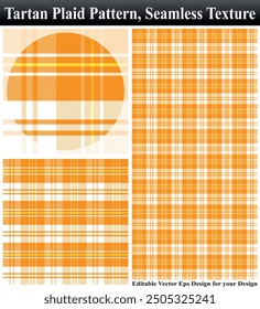 Tartan, plaid pattern, Seamless vector illustration, Seamless plaid, Textured seamless tartan plaid, Textured tartan plaid, Seamless vector pattern, Cloth Pattern Vector Texture, yellow White Cloth.