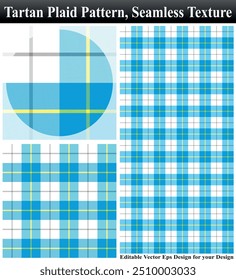 Tartan, plaid pattern, Seamless vector illustration, Seamless plaid, Textured seamless tartan plaid, Textured tartan plaid, Seamless vector pattern, Cloth Pattern Vector Texture, Blue and white Cloth.