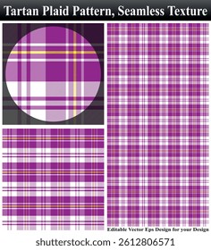Tartan, plaid pattern, Seamless vector illustration, Seamless plaid, Textured seamless tartan plaid, Textured tartan plaid, Seamless vector pattern, Cloth Pattern Vector Texture, Pink white Cloth.