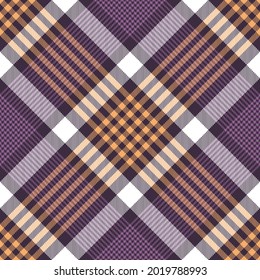 Tartan plaid pattern for spring summer autumn in purple pink, orange, and white. Seamless glen check plaid vector for flannel shirt, skirt, jacket, blanket, duvet cover, other fashion fabric print.