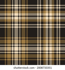 Tartan plaid pattern texture in gold brown, beige, black. Seamless large herringbone textured check graphic vector for autumn winter blanket, duvet cover, throw, other modern fashion textile print.