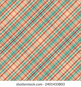 Tartán trenzado con textura y color de verano. Ilustración vectorial.