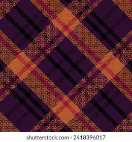Tartan plaid pattern with texture and warm color. Vector illustration.
