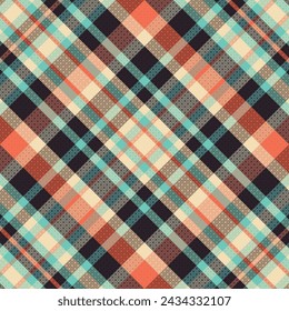 Tartan plaid pattern with texture and warm color. Vector illustration.