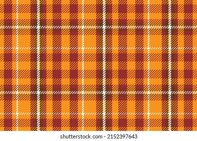 Tartan plaid pattern that runs through the entire piece. In tones of black, brown, and orange, a vector checkered fabric texture print. Wallpaper, packaging, materials, and textiles for the design