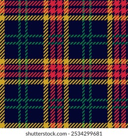 Tartan plaid pattern tweed in navy, orange, green. Seamless glen check plaid graphic texture background for dress, skirt, scarf, throw, jacket, other modern spring autumn winter fashion fabric print.