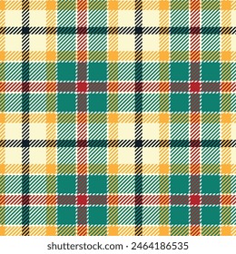 Gráfico de Vector de cuadros de tartán, verde, amarillo. Fondo de textura a cuadros sin costura para vestido, falda, bufanda, tiro, chaqueta, tela, paño, manta. Estilo retro escocés.