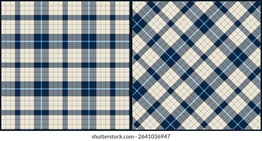 Tartan plaid pattern vector graphic. Seamless check plaid texture background for dress, skirt, scarf, throw, jacket, fabric, cloth, blanket. Scottish retro style.