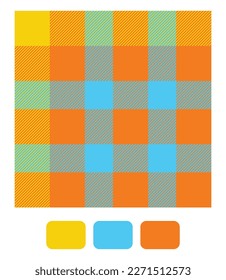 Tartan plaid pattern in yellow and blue. Seamless textured bright tartan vector for fashion textiles, wallpaper, banner, packaging.
