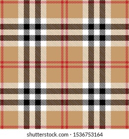 Tartan plaid red black and white line fabric texture brown background seamless pattern ,Scottish cage