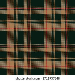 Tartan plaid red line fabric texture dark green background seamless pattern ,Scottish cage 