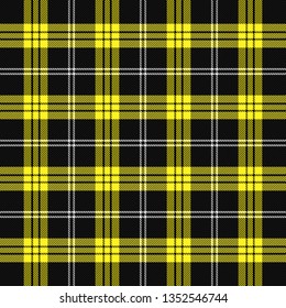 Tartan plaid. Scottish pattern in black and yellow cage. Scottish cage. Traditional Scottish checkered background. Seamless fabric texture. Vector illustration