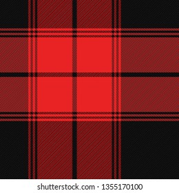 Tartan plaid. Scottish pattern in black and red cage. Scottish cage. Traditional Scottish checkered background. Seamless fabric texture. Vector illustration
