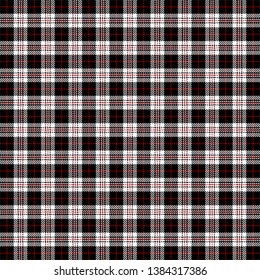 Tartan plaid. Scottish pattern in black, white and red cage. Scottish cage. Traditional Scottish checkered background. Seamless fabric texture. Vector illustration