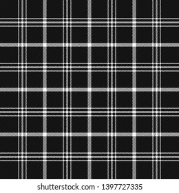Tartan plaid. Scottish pattern in black and white cage. Scottish cage. Traditional Scottish checkered background. Seamless fabric texture. Vector illustration
