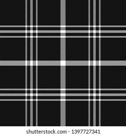 Tartan plaid. Scottish pattern in black and white cage. Scottish cage. Traditional Scottish checkered background. Seamless fabric texture. Vector illustration