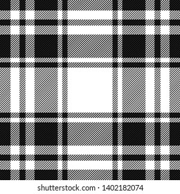 Tartan plaid. Scottish pattern in black and white cage. Scottish cage. Traditional Scottish checkered background. Seamless fabric texture. Vector illustration