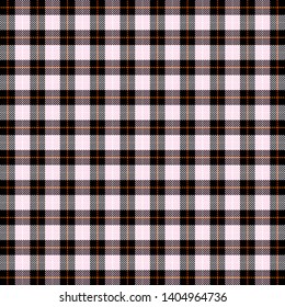 Tartan plaid. Scottish pattern in black, pink and orange cage. Scottish cage. Traditional Scottish checkered background. Clan Wallace. Seamless fabric texture. Vector illustration