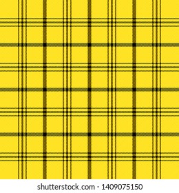 Tartan plaid. Scottish pattern in black and yellow cage. Scottish cage. Traditional Scottish checkered background. Seamless fabric texture. Vector illustration