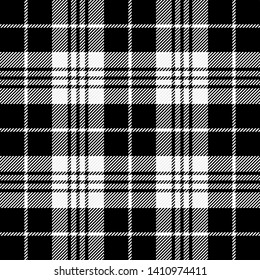 Tartan plaid. Scottish pattern in black and white cage. Scottish cage. Traditional Scottish checkered background. Seamless fabric texture. Vector illustration