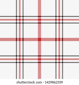 Tartan plaid. Scottish pattern in black, red and white cage. Scottish cage. Traditional Scottish checkered background. Seamless fabric texture. Vector illustration