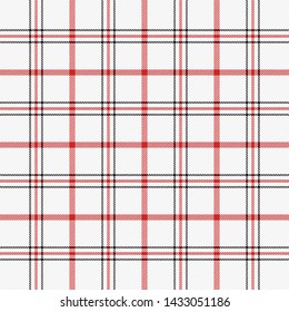Tartan plaid. Scottish pattern in black, red and white cage. Scottish cage. Traditional Scottish checkered background. Fabric texture. Vector illustration