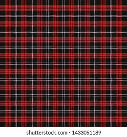 Tartan plaid. Scottish pattern in black, red and white cage. Scottish cage. Traditional Scottish checkered background. Seamless fabric texture. Vector illustration