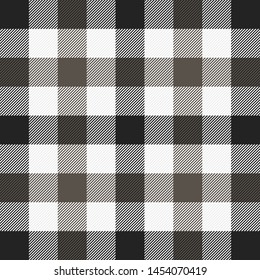 Tartan plaid. Scottish pattern in black, brown and white cage. Scottish cage. Traditional Scottish checkered background. Fabric texture. Vector illustration