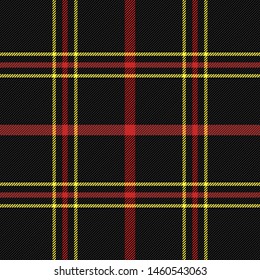Tartan plaid. Scottish pattern in black, yellow and white cage. Scottish cage. Traditional Scottish checkered background. Seamless fabric texture. Vector illustration