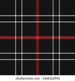 Tartan plaid. Scottish pattern in black, red and white cage. Scottish cage. Traditional Scottish checkered background. Seamless fabric texture. Vector illustration