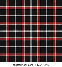 Tartan plaid. Scottish pattern in black, red and white cage. Scottish cage. Traditional Scottish checkered background. Seamless fabric texture. Vector illustration