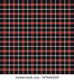 Tartan plaid. Scottish pattern in black, red and white cage. Scottish cage. Traditional Scottish checkered background. Seamless fabric texture. Vector illustration