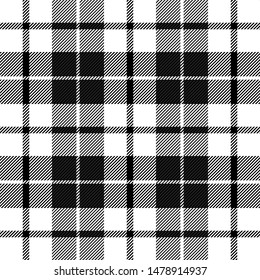 Tartan plaid. Scottish pattern in black and white cage. Scottish cage. Traditional Scottish checkered background. Seamless fabric texture. Vector illustration