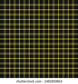Tartan plaid. Scottish pattern in black and yellow cage. Scottish cage. Traditional Scottish checkered background. Seamless fabric texture. Vector illustration