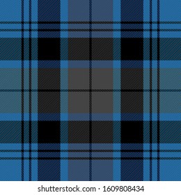 Tartan plaid. Scottish pattern in black, blue and brown cage. Scottish cage. Traditional Scottish checkered background. Seamless fabric texture. Vector illustration