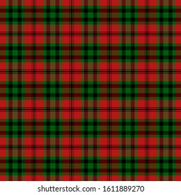 Tartan plaid. Scottish pattern in black, red and green cage. Scottish cage. Traditional Scottish checkered background. Seamless fabric texture. Vector illustration