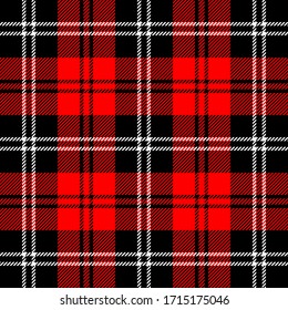 Tartan plaid. Scottish pattern in black, red and white cage. Scottish cage. Traditional Scottish checkered background. Seamless fabric texture. Vector illustration