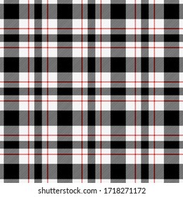 Tartan plaid. Scottish pattern in black, red and white cage. Scottish cage. Traditional Scottish checkered background. Seamless fabric texture. Vector illustration