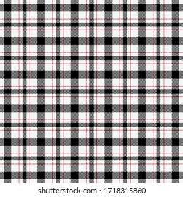 Tartan plaid. Scottish pattern in black, red and white cage. Scottish cage. Traditional Scottish checkered background. Seamless fabric texture. Vector illustration