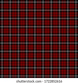 Tartan plaid. Scottish pattern in black, maroon and white cage. Scottish cage. Traditional Scottish checkered background. Seamless fabric texture. Vector illustration